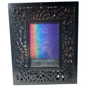Black Metal Filigree Flower Picture Photo Frame Cynthia Rowley NY 4X6 8X10